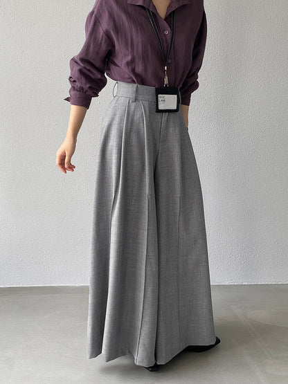 【cim1653】實拍秋日必備高腰壓褶大擺西裝褲251030