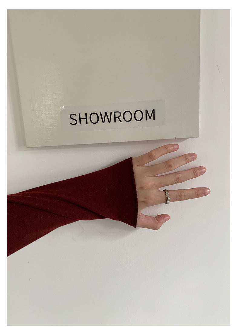 【H568】實拍基礎款木耳邊半高領純色打底衫251021