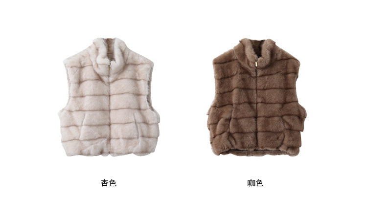 【LD11042】實拍皮毛一體立領拉鍊背心外套251202