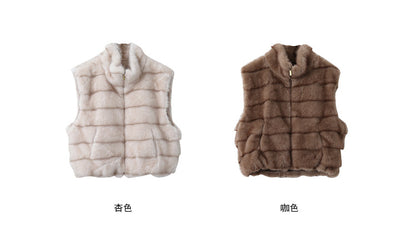 【LD11042】實拍皮毛一體立領拉鍊背心外套251202