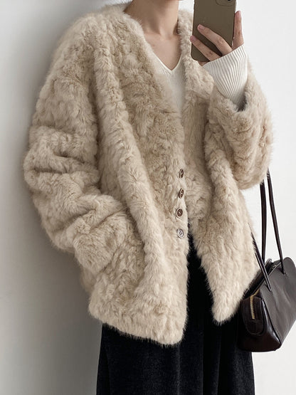 【YH707】實拍高質感毛茸茸仿皮毛保暖一体毛绒外套＋圍巾251113