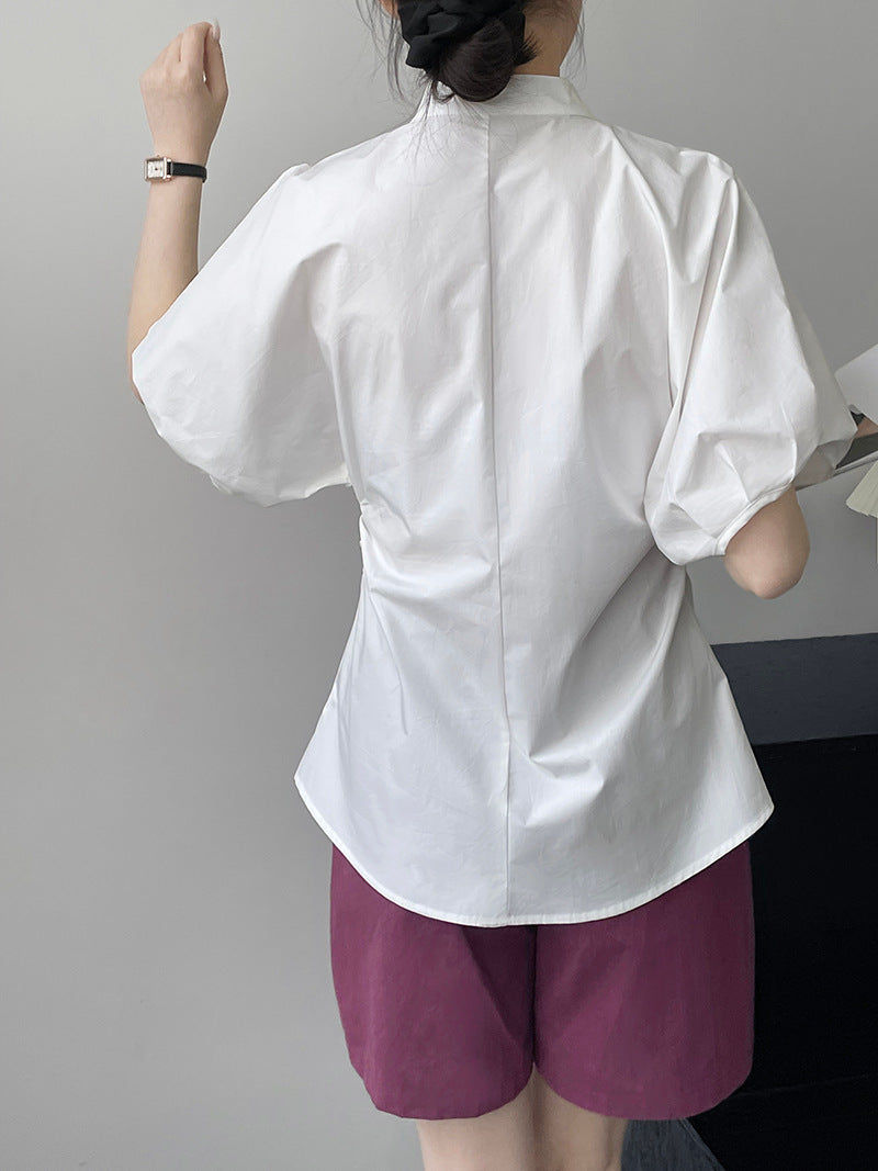 【CIM2261】實拍韓國日系文藝收腰顯瘦設計師款襯衫230609