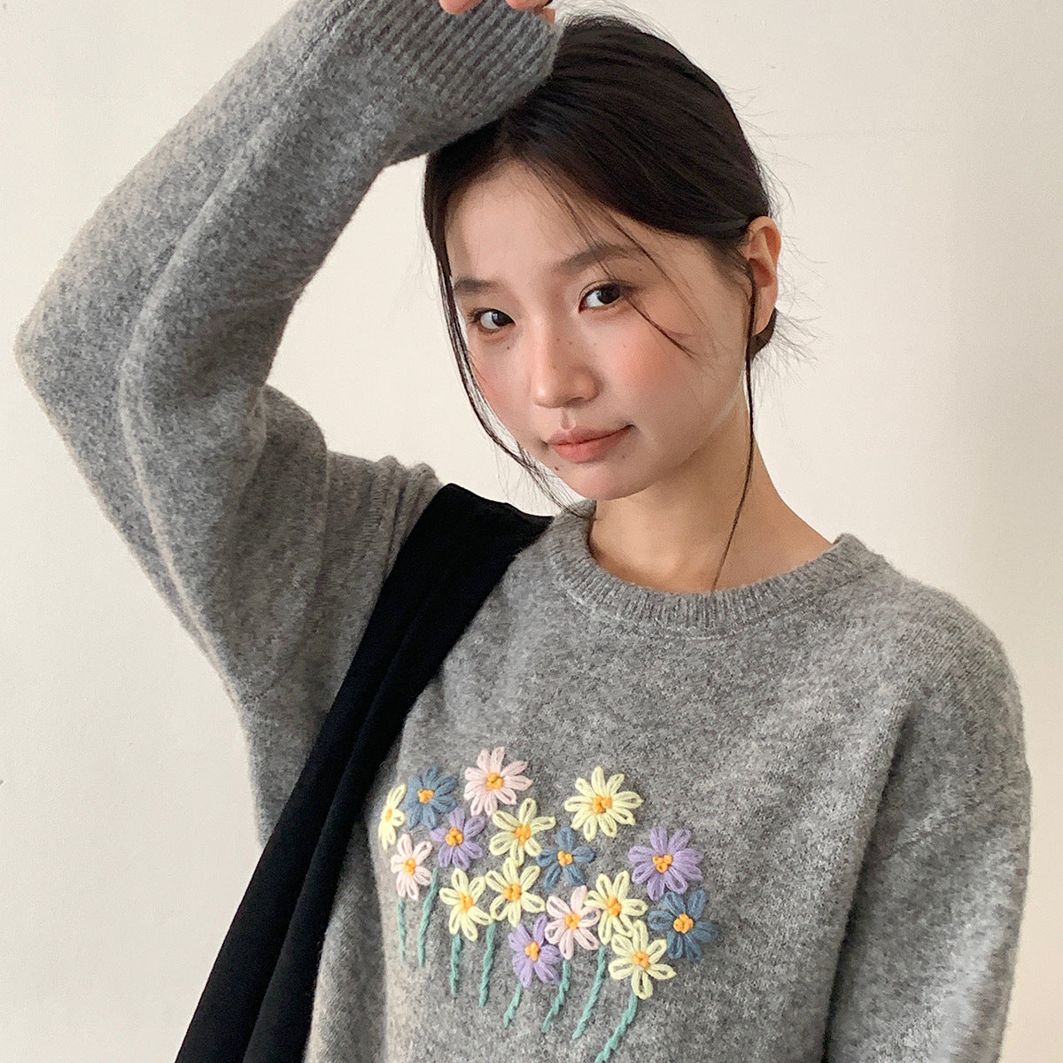 【LD11038】實拍立體小花針織衫251202