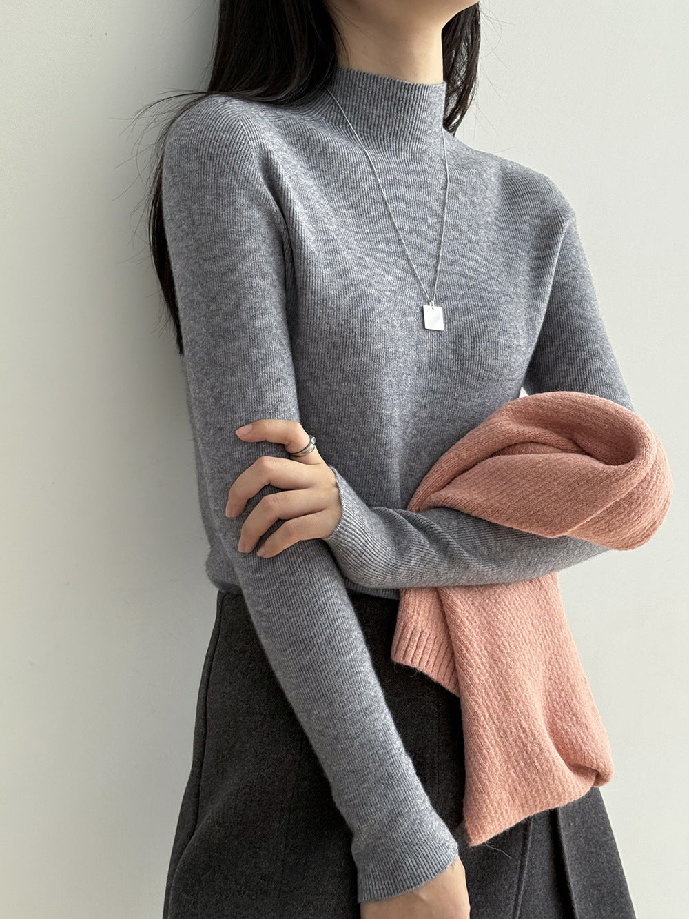 【Y315】實拍高級感半高領針織衫（棉羊毛4%)251106