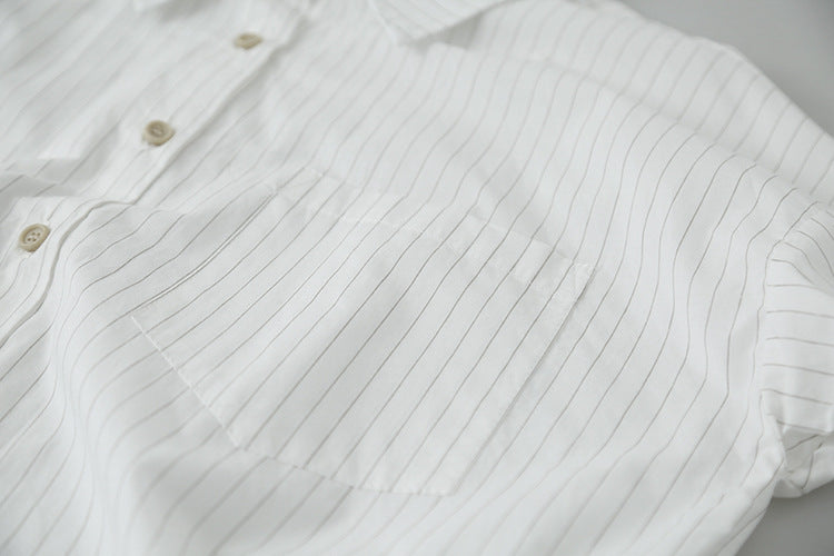 【LD003】實拍中性棉100氣質寬鬆條紋襯衫251103