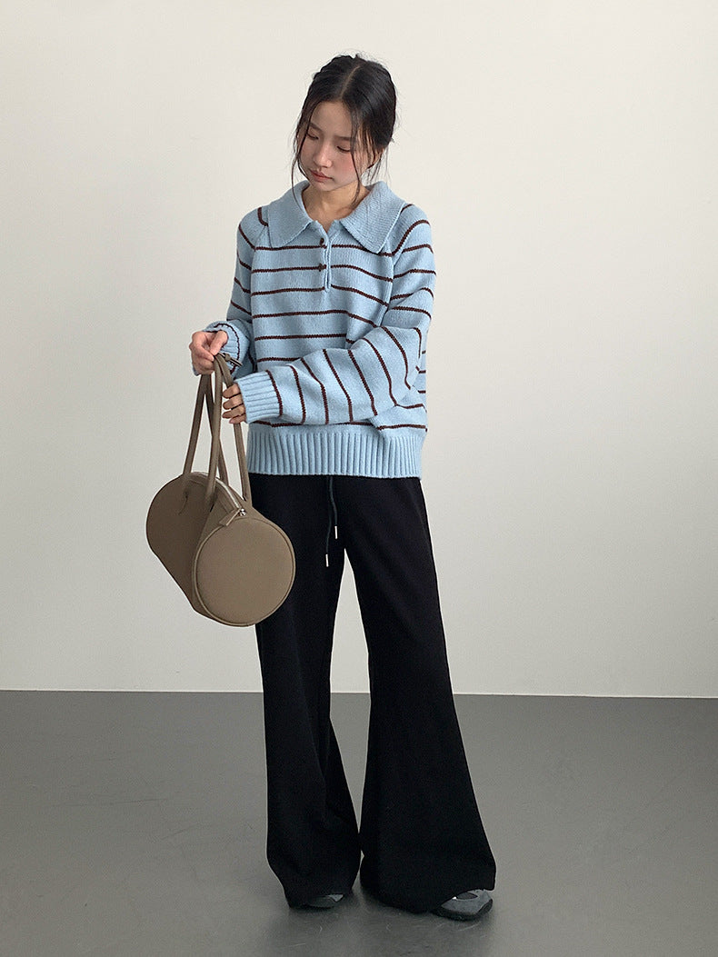 【LD11056】實拍慵懶高級感超修飾微喇叭衛褲251209