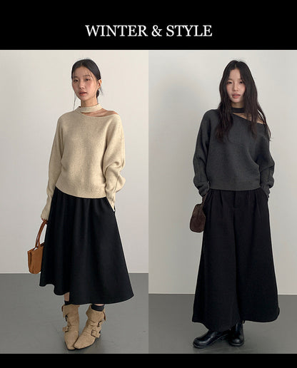 【LD11029】實拍韓系掛脖鏤空露肩針織毛衣251124