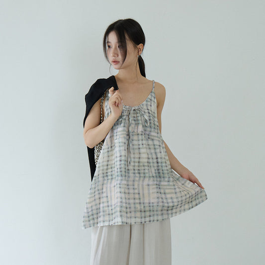 【LD11248】夏日海島度假風🏖️清新碎花疊穿綁帶細肩帶無袖背心260427
