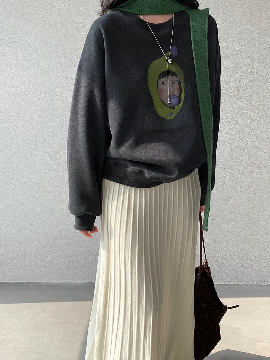 【cimz6389】實拍加絨加厚酪梨女孩長袖衞衣251120