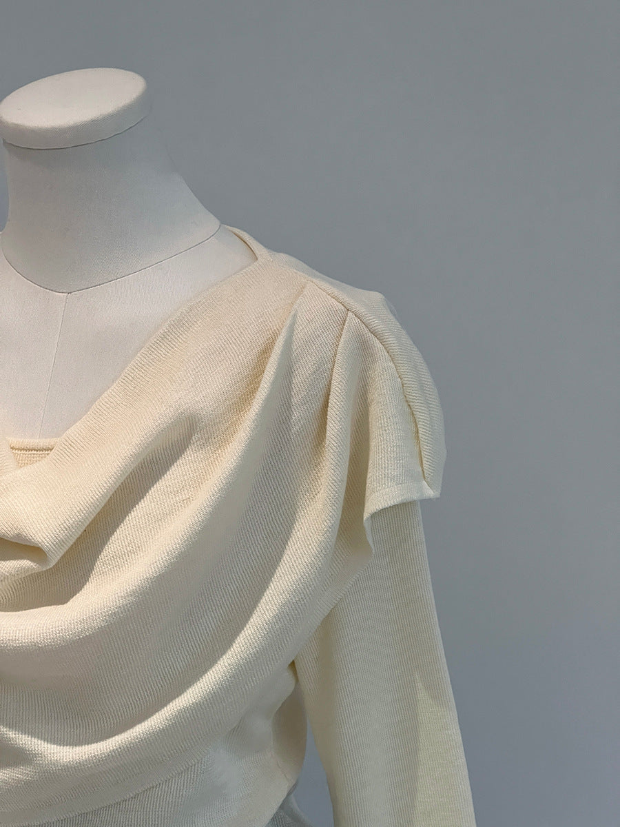 【cim396】實拍慵懶蕩領假2件披肩針織毛衣251030