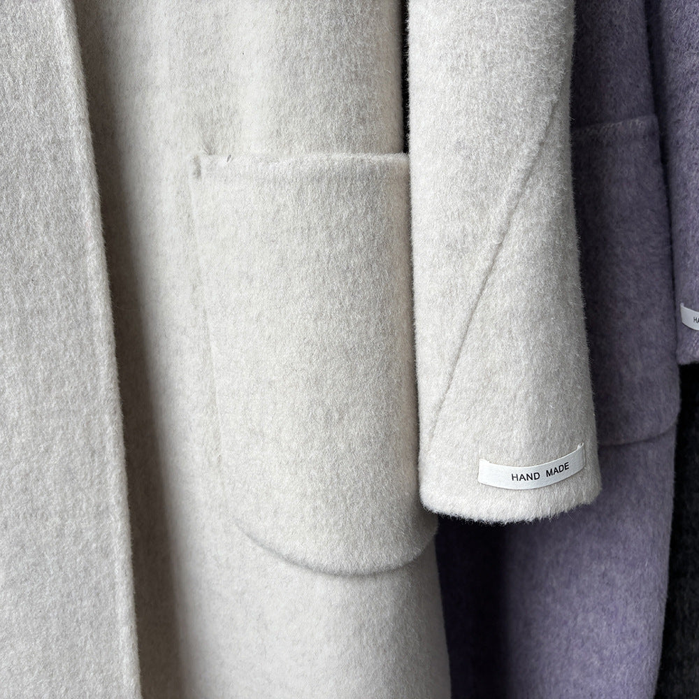 【Y25527】實拍高單質感雙面羊毛呢立領大衣（棉羊毛68%)251106