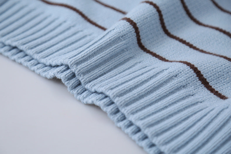 【LD11063】實拍復古條紋加厚棉羊絨針織毛衣251209