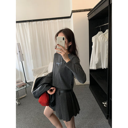 【H5482】實拍磨毛舒適質感刺繡長袖T恤251109