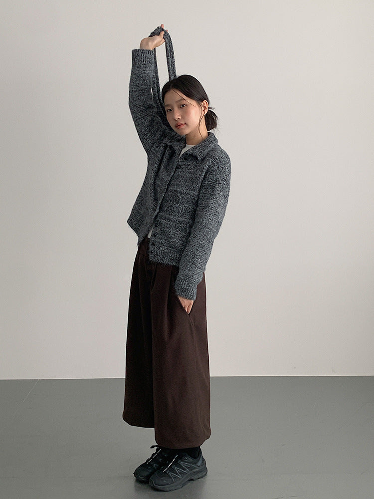 【LD3296】實拍輕奢復古寬翻領厚實針織外套＋針織包251103