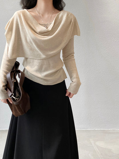 【cim396】實拍慵懶蕩領假2件披肩針織毛衣251030