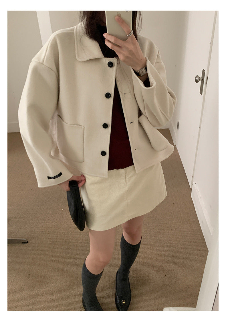 【H565】實拍高級感羊毛混紡羊絨手感外套大衣251021