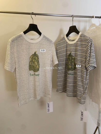 【L10639】韓系ins風休閒穿搭🎃可愛條紋南瓜印花百搭寬鬆圓領短袖T恤260518
