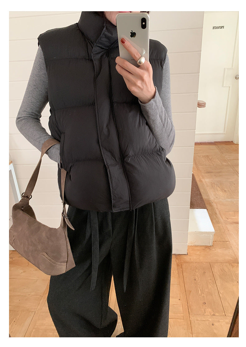 【H5474】實拍秋冬簡約立領保暖棉服背心251109