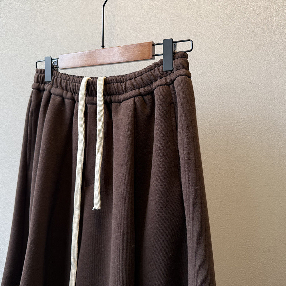 【Y82678】 實拍鬆緊腰抽繩顯瘦闊腿九分褲裙251023