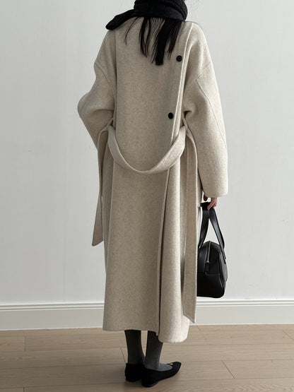 【Y25527】實拍高單質感雙面羊毛呢立領大衣（棉羊毛68%)251106