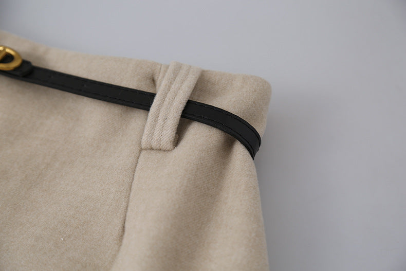 【LD11070】實拍氣質毛呢A字傘裙＋腰帶251209