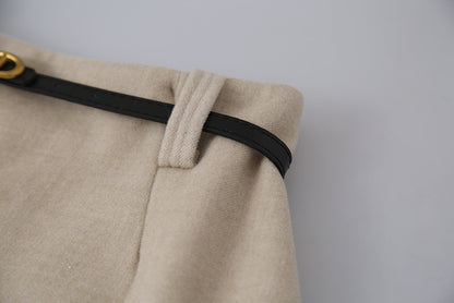 【LD11070】實拍氣質毛呢A字傘裙＋腰帶251209