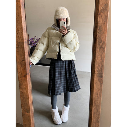 【H5502】實拍學院復古磨毛格子百褶A字裙251118