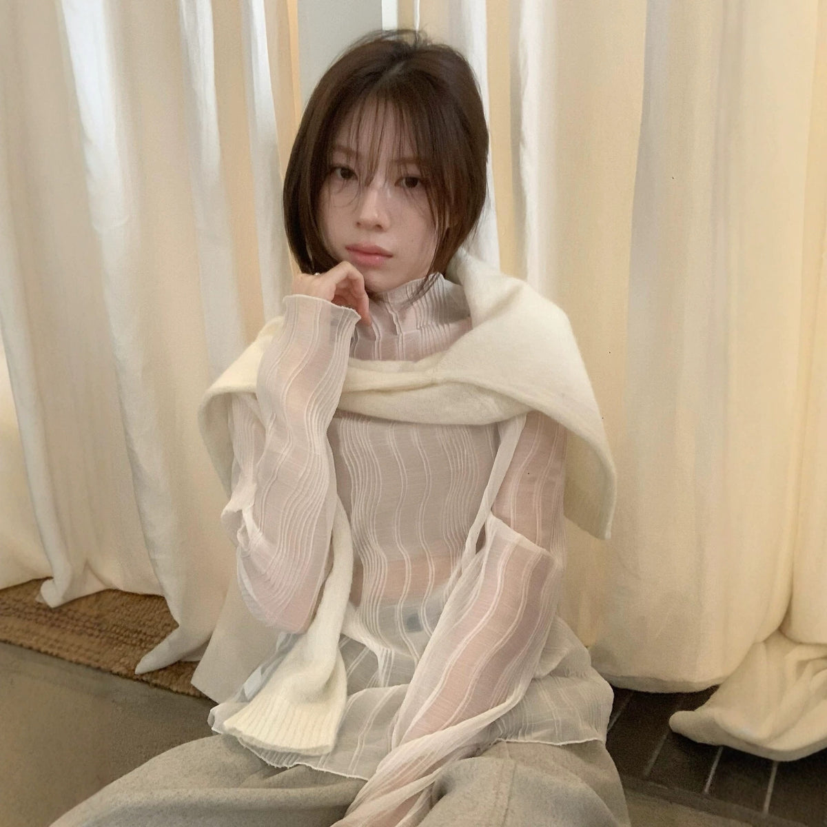 【LS61257】IMISS 仙氣十足內搭雪紡網紗上衣260921