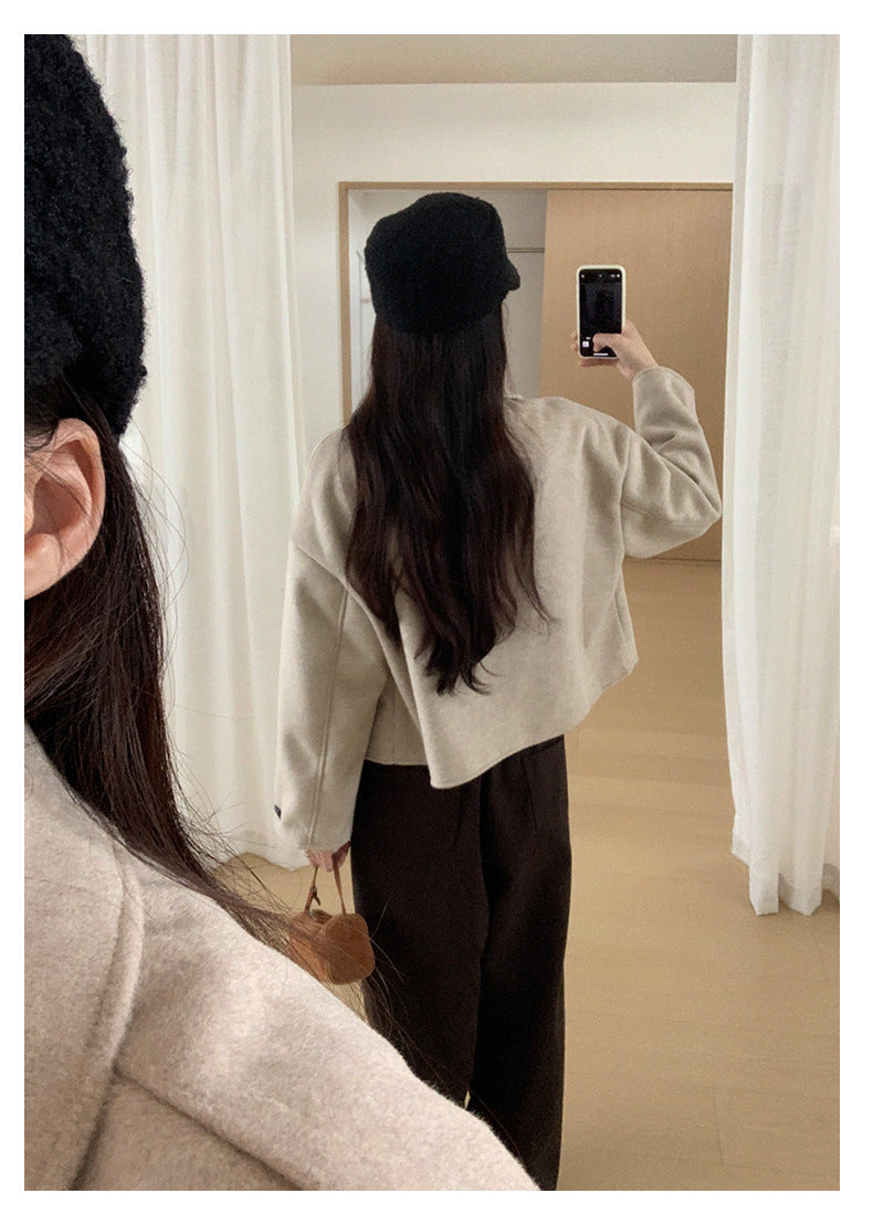 【H565】實拍高級感羊毛混紡羊絨手感外套大衣251021