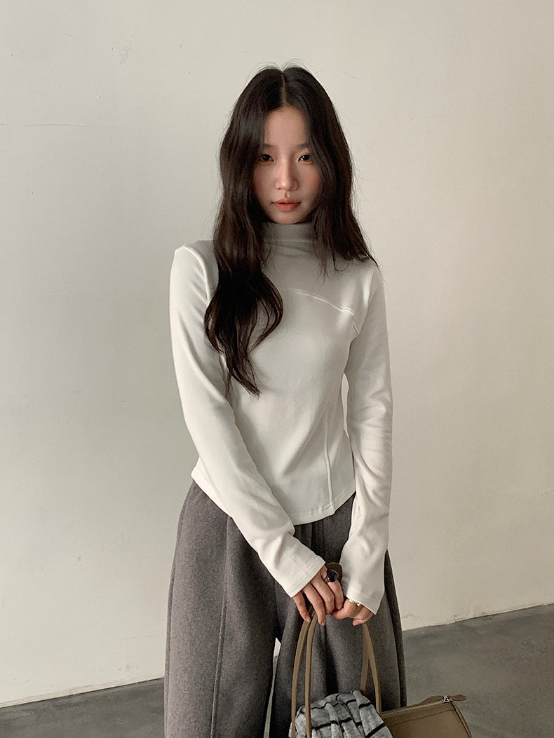【LD11041】實拍羊绒簡約高領長袖T恤251202