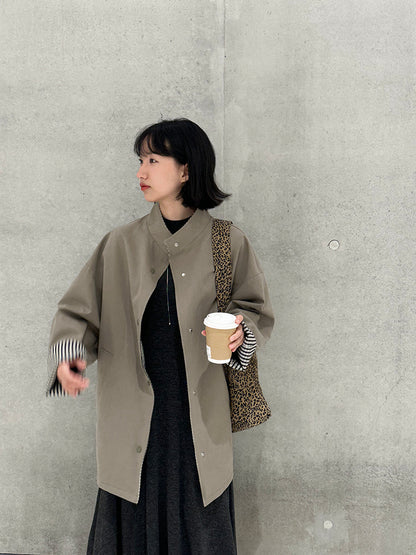 【cim1228】實拍韓國高級天絲棉雙面可穿黑白格風衣外套251030