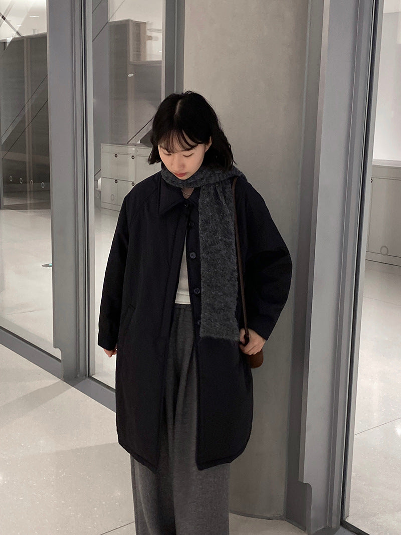 【cimz1235】 雪山奶糖 Muji 風輕薄初冬簡約廓形寬鬆棉服外套260108