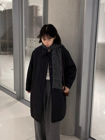 【cimz1235】 雪山奶糖 Muji 風輕薄初冬簡約廓形寬鬆棉服外套260108