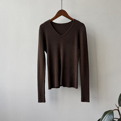 【YP313】實拍冬季氣質簡約v領針織衫251113