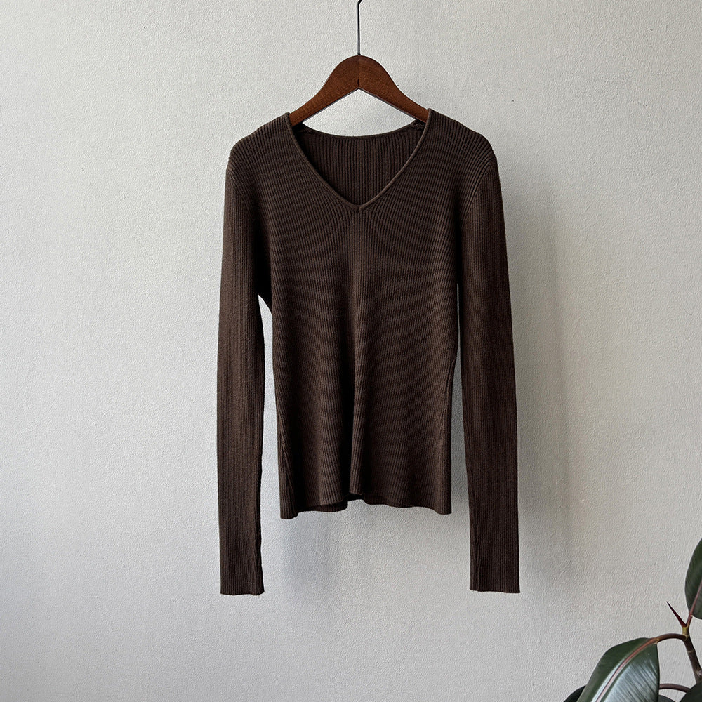 【YP313】實拍冬季氣質簡約v領針織衫251113