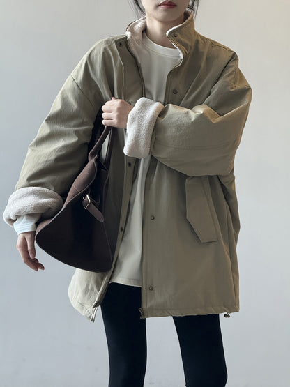 【Y82650】實拍立領帥氣內裡羊羔毛工裝外套251016