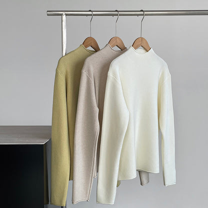 【cimYL713】實拍加厚捲邊半高領保暖針織衫251201