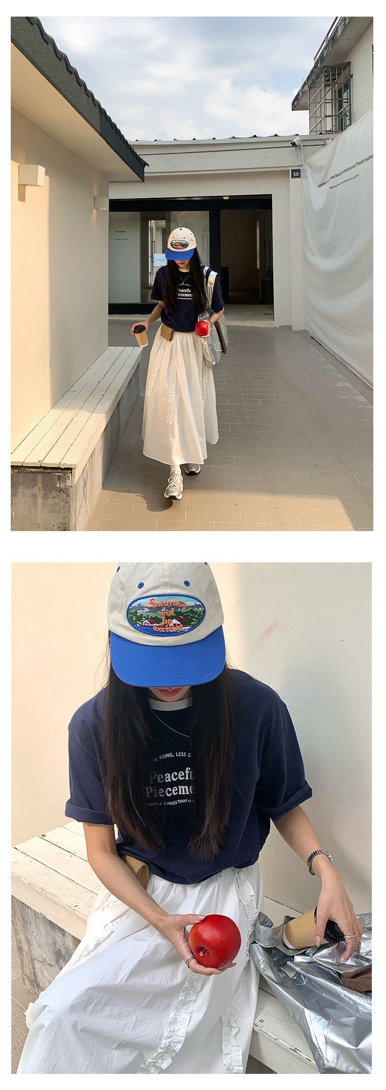 【H5052】實拍美式撞色領印花T恤250217