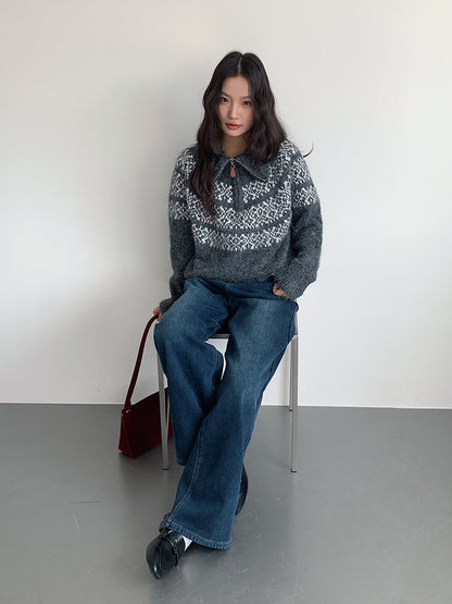 【LD11010】實拍S~XL復古加絨加厚高腰直筒牛仔褲251110