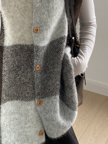 【YP2576】 實拍日系復古格子針織馬甲(含羊毛3%) 251023