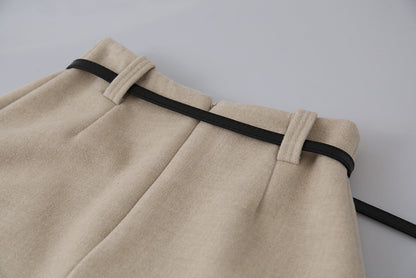 【LD11070】實拍氣質毛呢A字傘裙＋腰帶251209