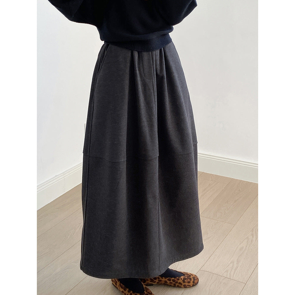 【Y82671】 實拍秋冬氣質花苞毛呢A字裙251023