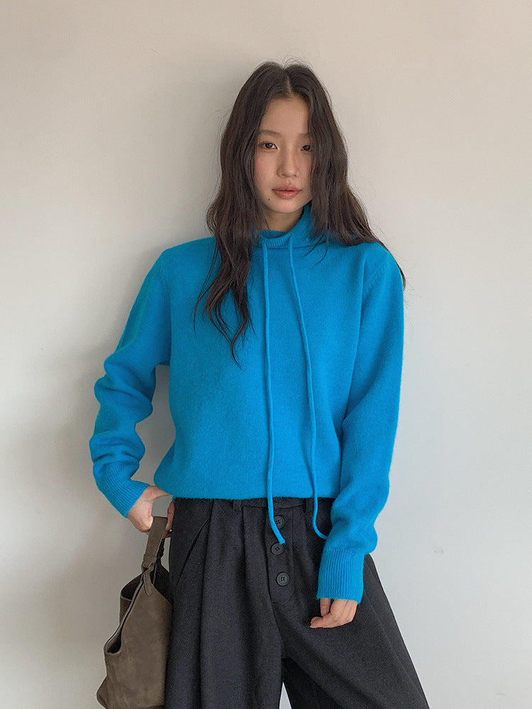 【LD3301】實拍韓系簡約高腰毛呢闊腿七分褲251103