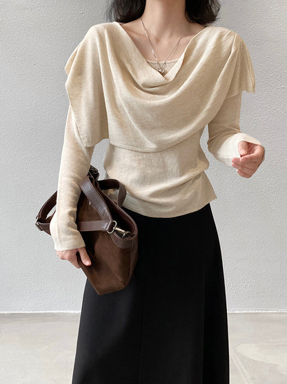 【cim396】實拍慵懶蕩領假2件披肩針織毛衣251030