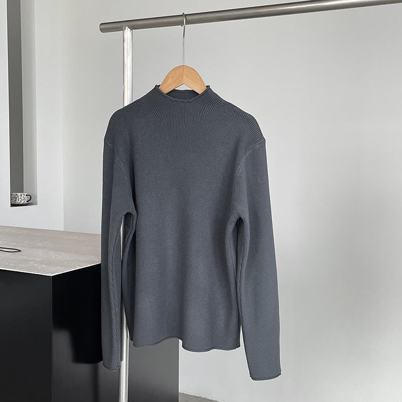 【cimYL713】實拍加厚捲邊半高領保暖針織衫251201