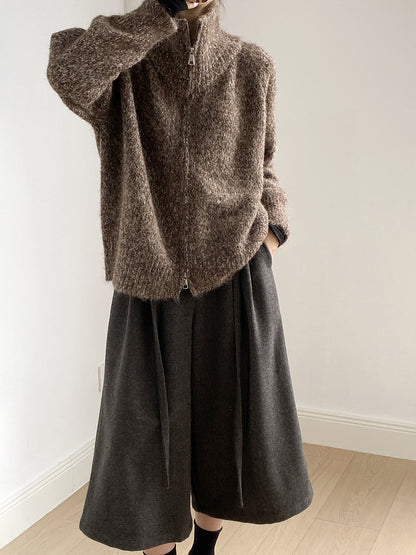 【YP1042】 實拍軟糯寬鬆高領針織毛衣外套(含羊毛4%) 251023