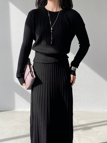 【cimz100789】實拍法式高級感收腰顯瘦針織衫＋針織長裙(分開下單）251120