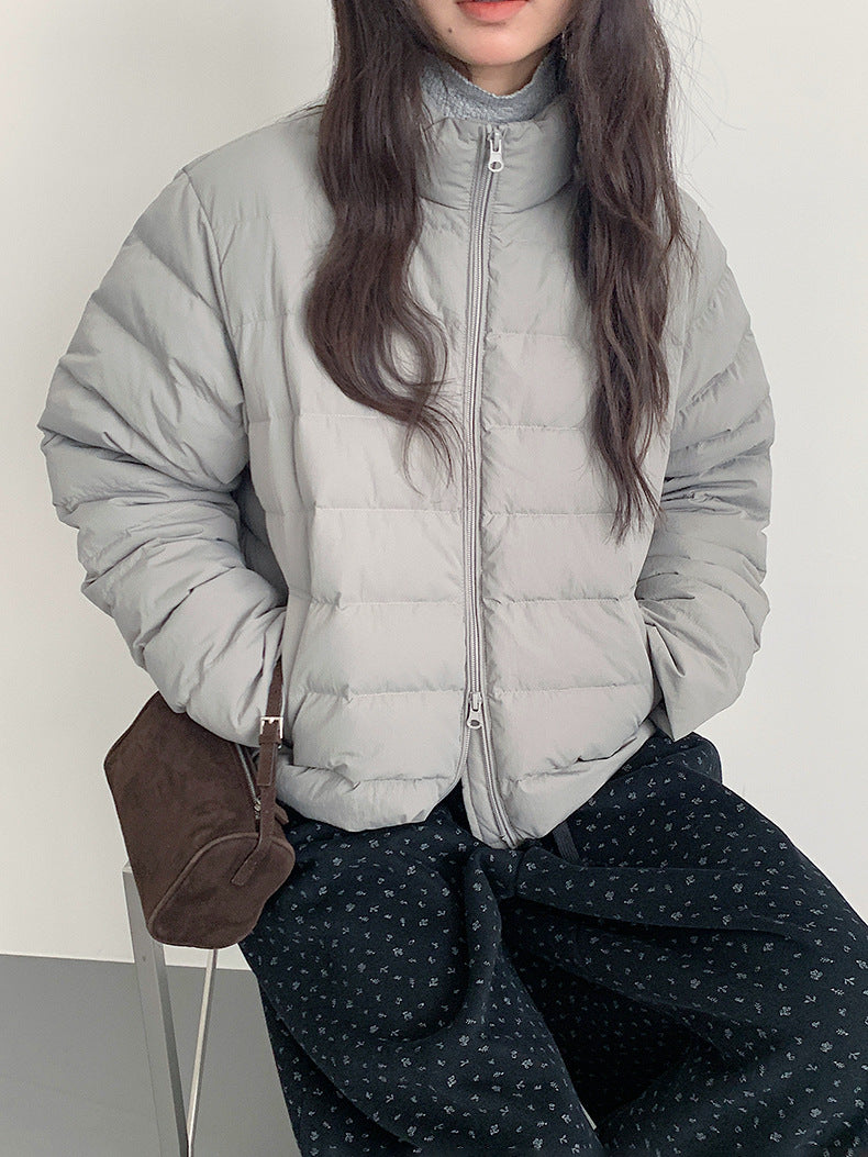 【LD11067】實拍簡約設計保暖立領含絨棉服外套（白鴨絨50%)
251209