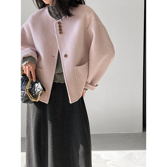 【cimz8538】實拍超美香芋色廓形厚款雙面羊毛外套大衣（羊毛100)251120