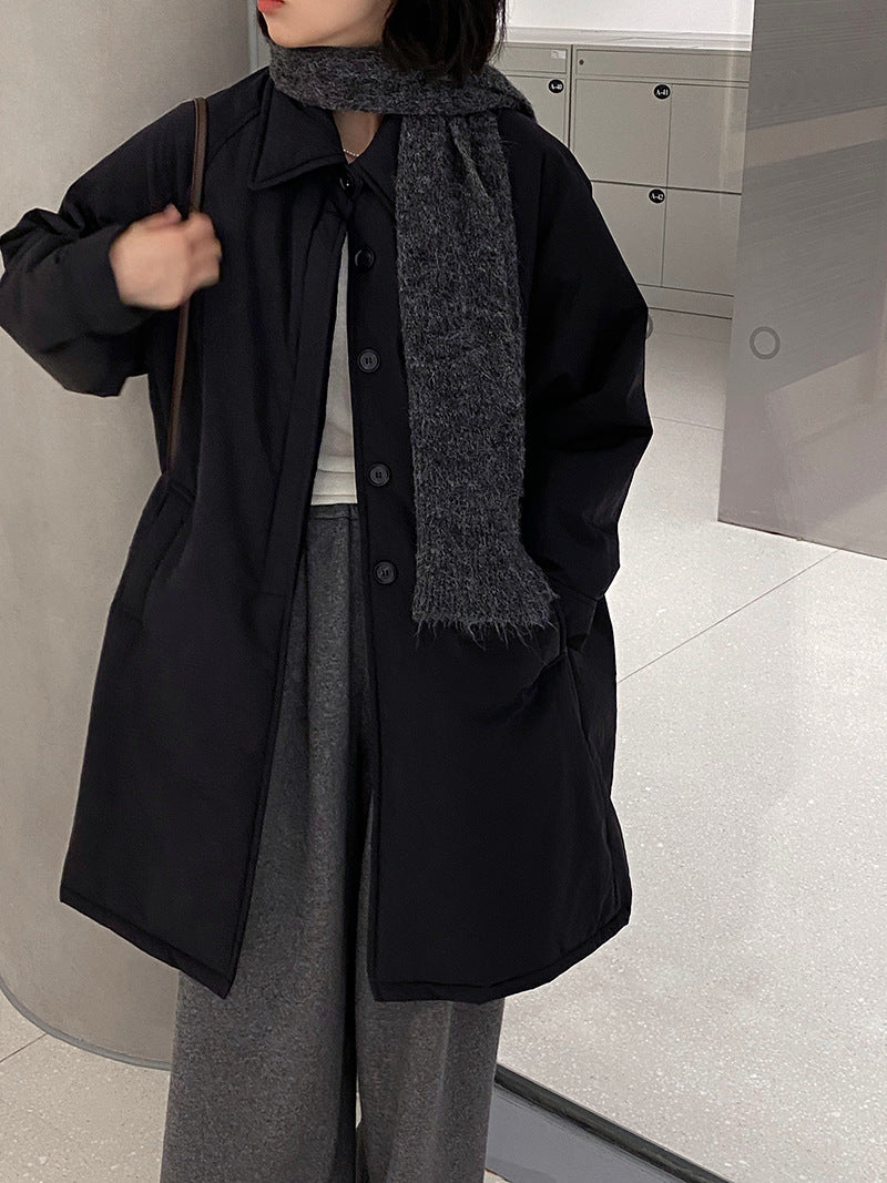 【cimz1235】 雪山奶糖 Muji 風輕薄初冬簡約廓形寬鬆棉服外套260108